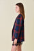 PREPPY HOLIDAY TWEED PADDED SHOULDER PLAID BLAZER-OI5782FO: LARGE / RED/NAVY MULTI-Pink Dot Styles