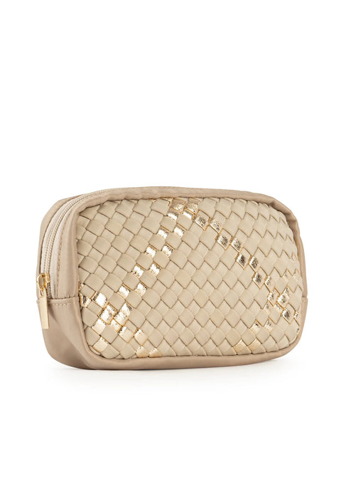 Haute Shore-Ally Buff | Woven Cosmetic Case-Pink Dot Styles