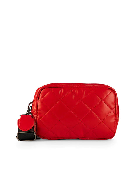 Amy Chili | Red Quilted Vegan Leather Belt Bag-Accessories > Handbags > Sling Bags-Pink Dot Styles