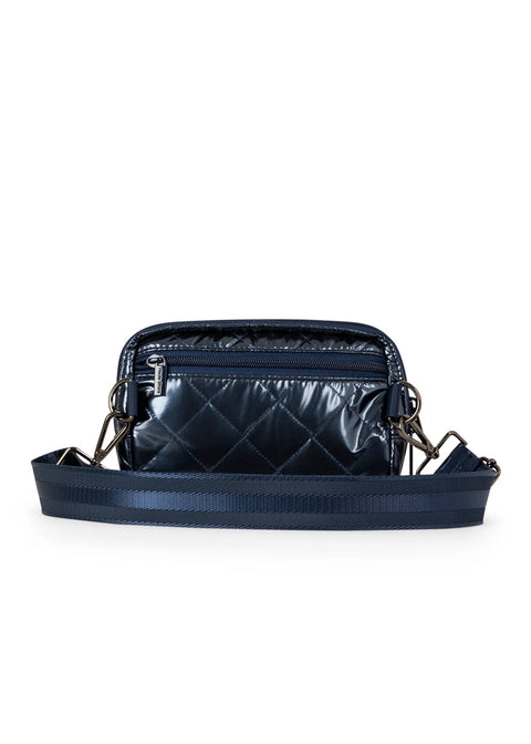 Amy Sea | Navy Puffer Quilted Belt Bag-Accessories > Handbags > Sling Bags-Pink Dot Styles