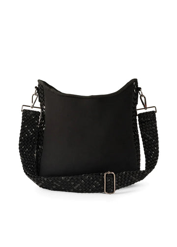 Haute Shore Black Woven Neoprene Crossbody Blake Noir Pink Dot Styles