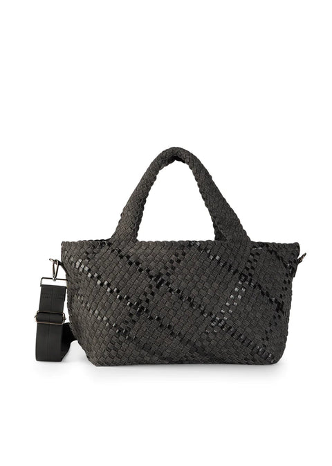 Haute Shore-Bobbi Edge | Large Woven Black Denim Tote (Final Sale)-Pink Dot Styles