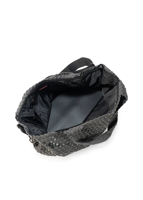 Haute Shore-Bobbi Edge | Large Woven Black Denim Tote (Final Sale)-Pink Dot Styles