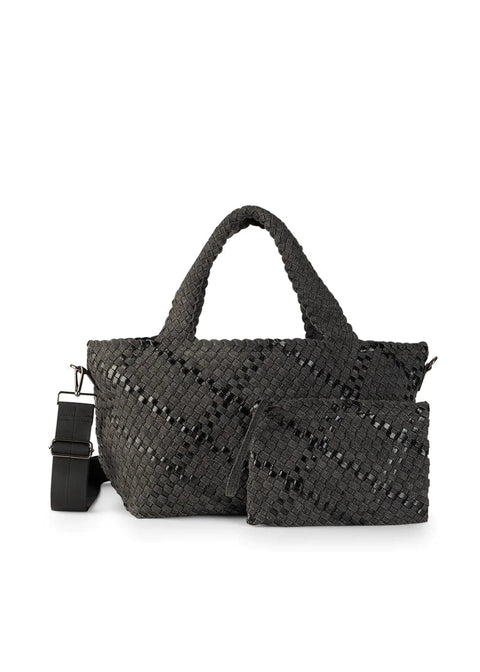 Haute Shore-Bobbi Edge | Large Woven Black Denim Tote (Final Sale)-Pink Dot Styles