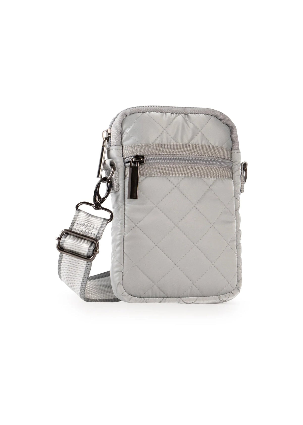 Haute Shore Silver Quilted Puffer Cellphone Crossbody Bag - Casey