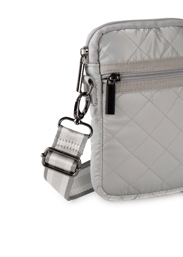 IDEE PUFF cover gray ♡ Haute Shore Silver Quilted Puffer Cellphone Crossbody Bag - Casey