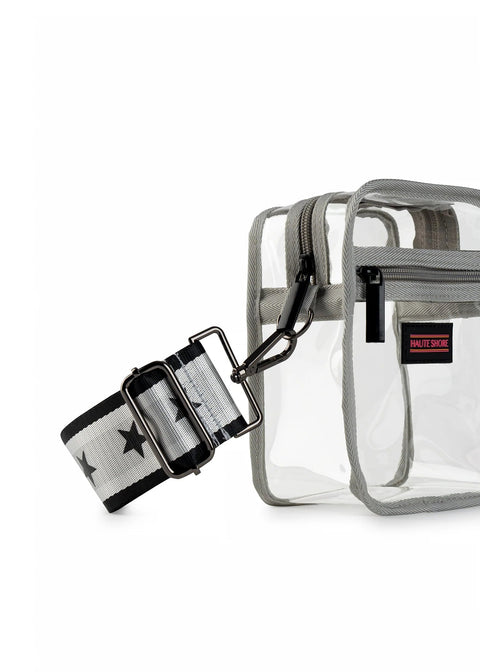 Casey Clear Cadet | Stadium Approved Clear Cellphone Crossbody-Accessories > Handbags > Compact Crossbody-Pink Dot Styles