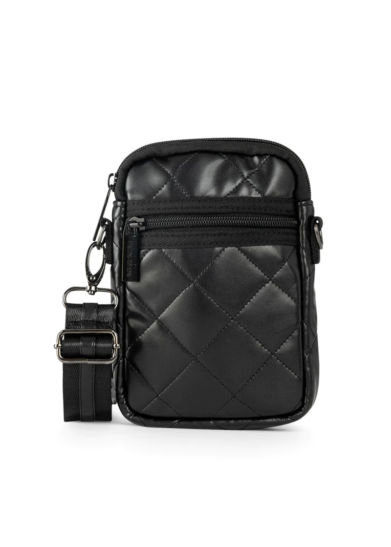 Haute Shore Black Quilted Vegan Leather Cellphone Bag Casey Solo