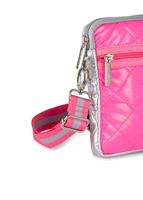 Casey Sugar | Pink Quilted Puffer Cellphone Crossbody-Accessories > Handbags > Compact Crossbody-Pink Dot Styles