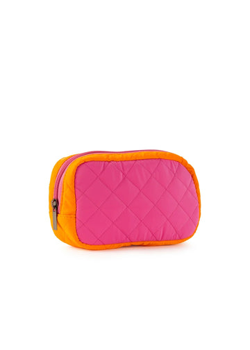 Haute Shore Hot Pink Orange Quilted Puffer Pouch Makeup Case Pink Dot Styles
