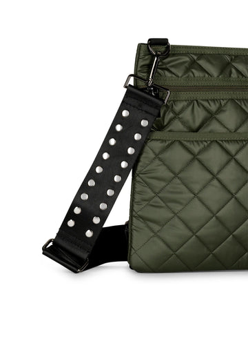 Haute Shore Olive Quilted Puffer Cellphone Bag w/Stripe