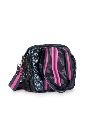 Haute Shore Pickleball Bag - Navy Camo Puffer Quilted w/ Pink