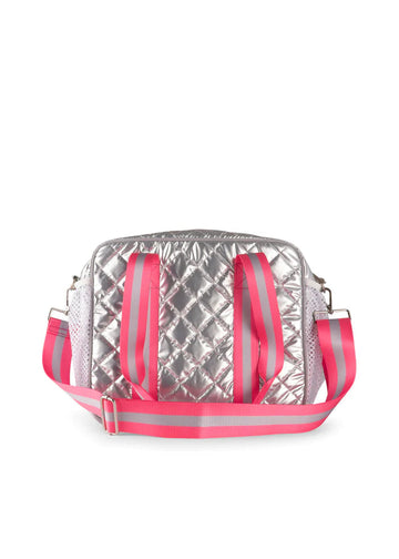 2wayショルダーバック　doplight berry+forest tile② Colorblock Boston Bag with 2 Zip Compartments, Dog Print