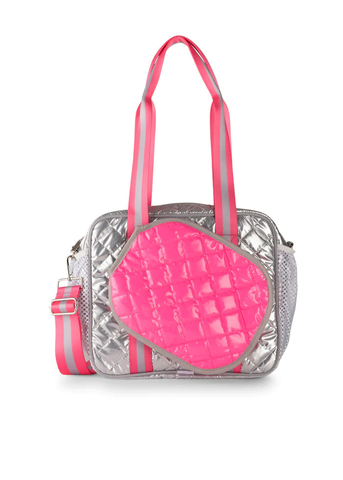 Haute Shore Pickleball Bag - Pink Silver Quilted Puffer Dill Haute Shore Pickleball Bag - Pink Silver Quilted Puffer Dill