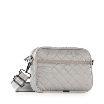 Haute Shore Silver Quilted Puffer Camera Crossbody Bag - Drew Aspen