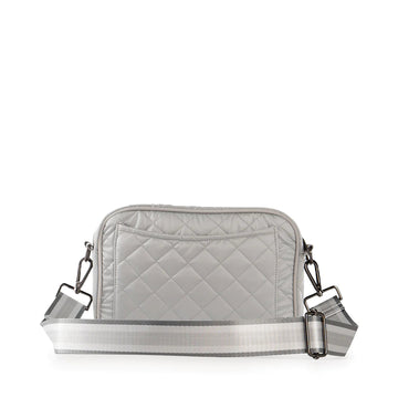 Haute Shore Silver Quilted Puffer Camera Crossbody Bag - Drew Aspen