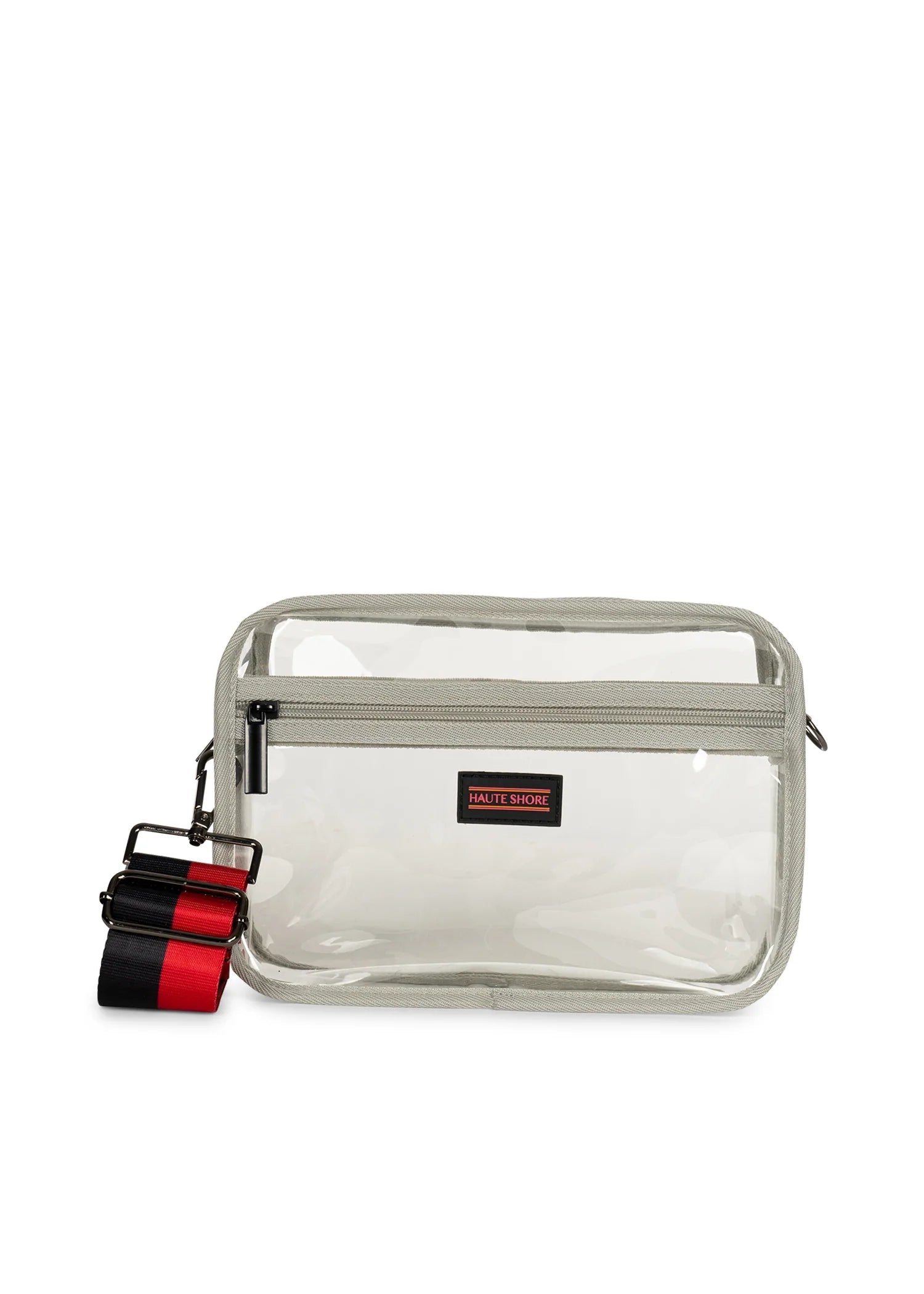 Haute Shore Stadium Clear Crossbody Bag Red Black Strap Game Day