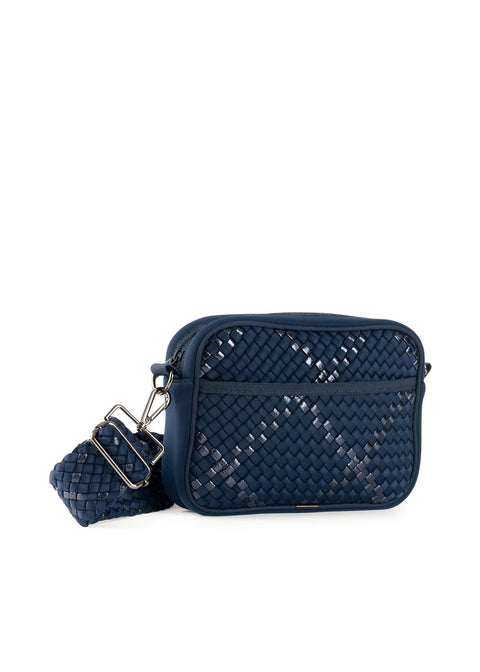 Drew Pacific | Woven Camera Bag Crossbody-Accessories > Handbags > Compact Crossbody-Pink Dot Styles