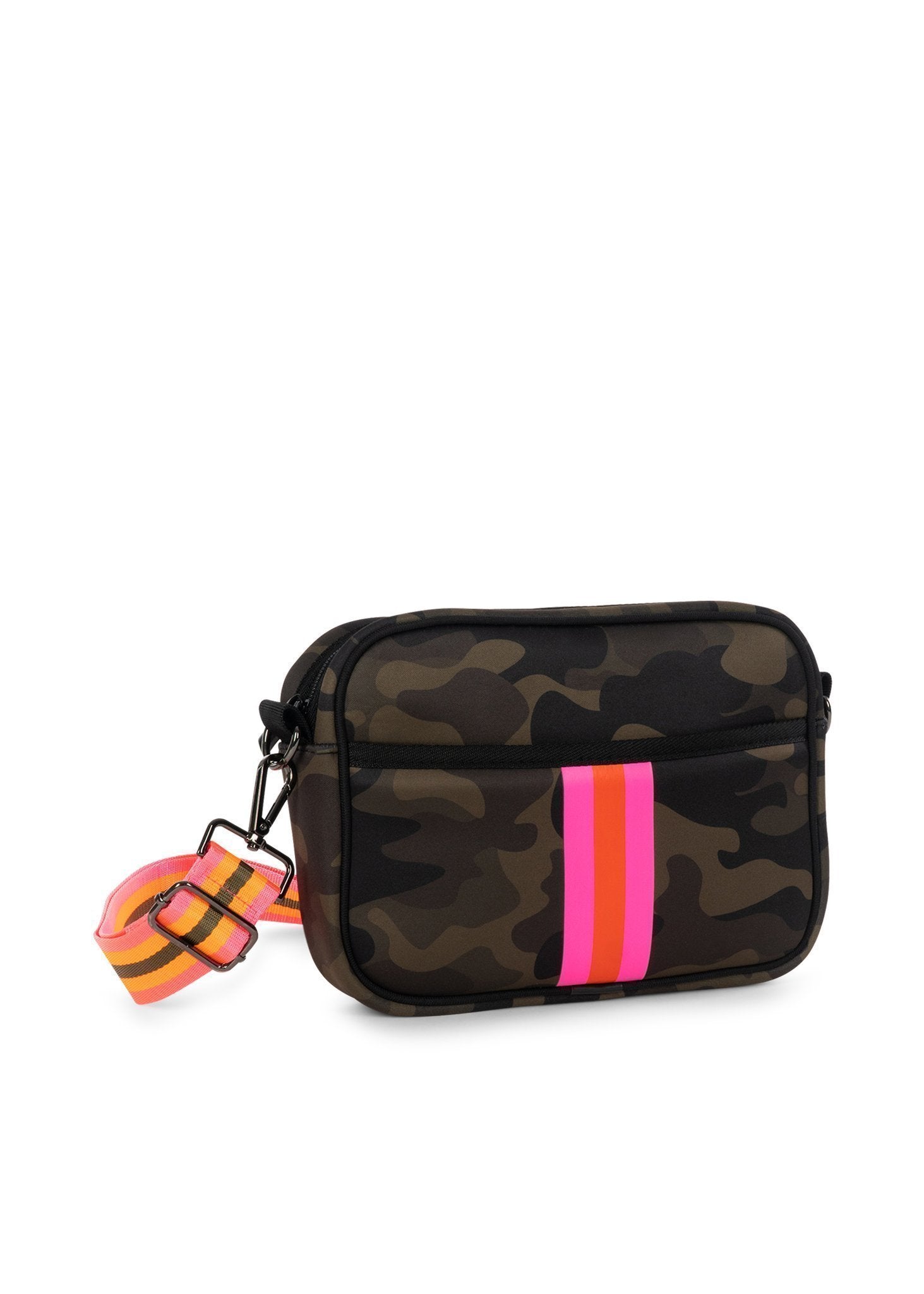 Haute Shore | Neoprene Camo w/ Pink Orange Stripe Crossbody