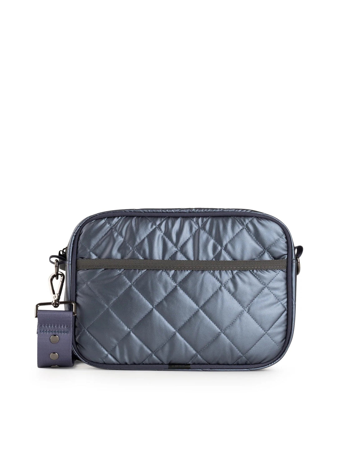 Haute Shore Blue Quilted Puffer Camera Crossbody Bag Drew Slate