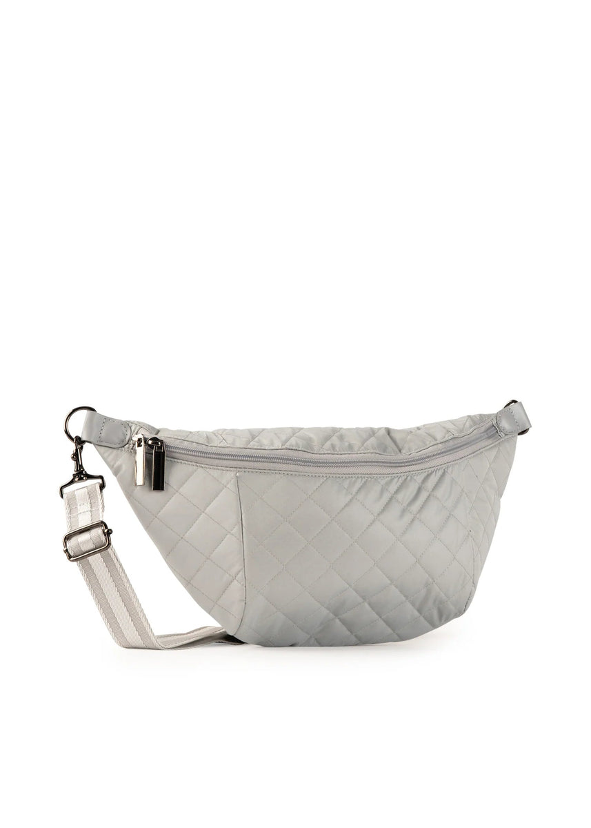 Haute Shore Silver Quilted Puffer Sling Bag - Emily Aspen