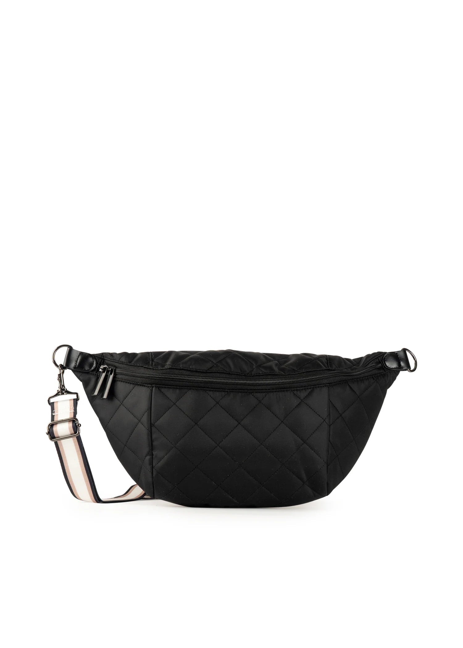 Sophisticated Simplicity: Ladies Black Nylon Quilted Large Crossbody Bag |  SeliniNY