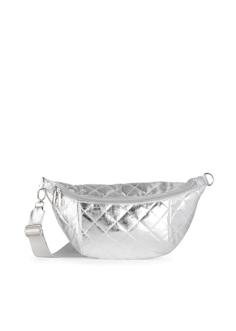 Emily Shine | Silver Quilted Puffer Sling Bag-Accessories > Handbags > Sling Bags-Pink Dot Styles