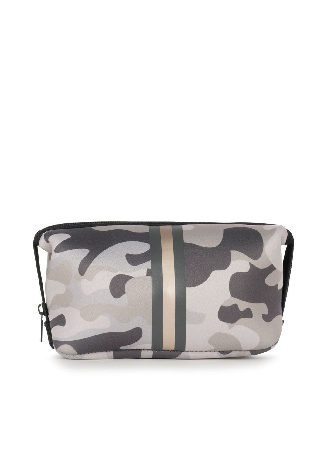 Haute Shore | Black Camo Neoprene Cosmetic Case w/Stripe - Erin Prime