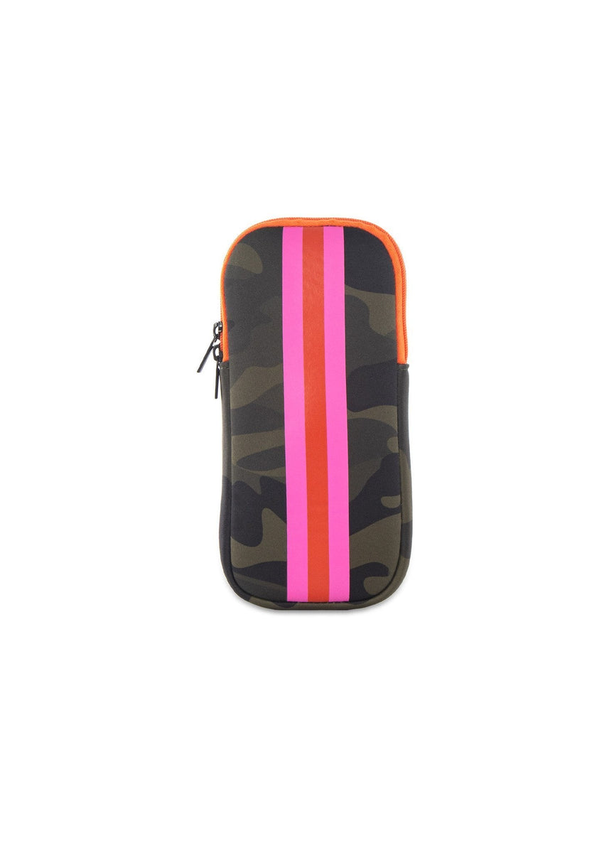 Haute Shore | Camo Neoprene Sunglasses Case w/Pink Orange Stripe– Pink ...
