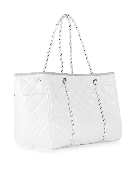 Greyson Blanc '24 | White Everyday Puffer Tote-Accessories > Handbags > Totes-Pink Dot Styles