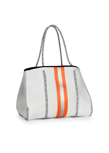 Haute Shore | Greyson Crush - White Neoprene Bag w/Orange Stripe