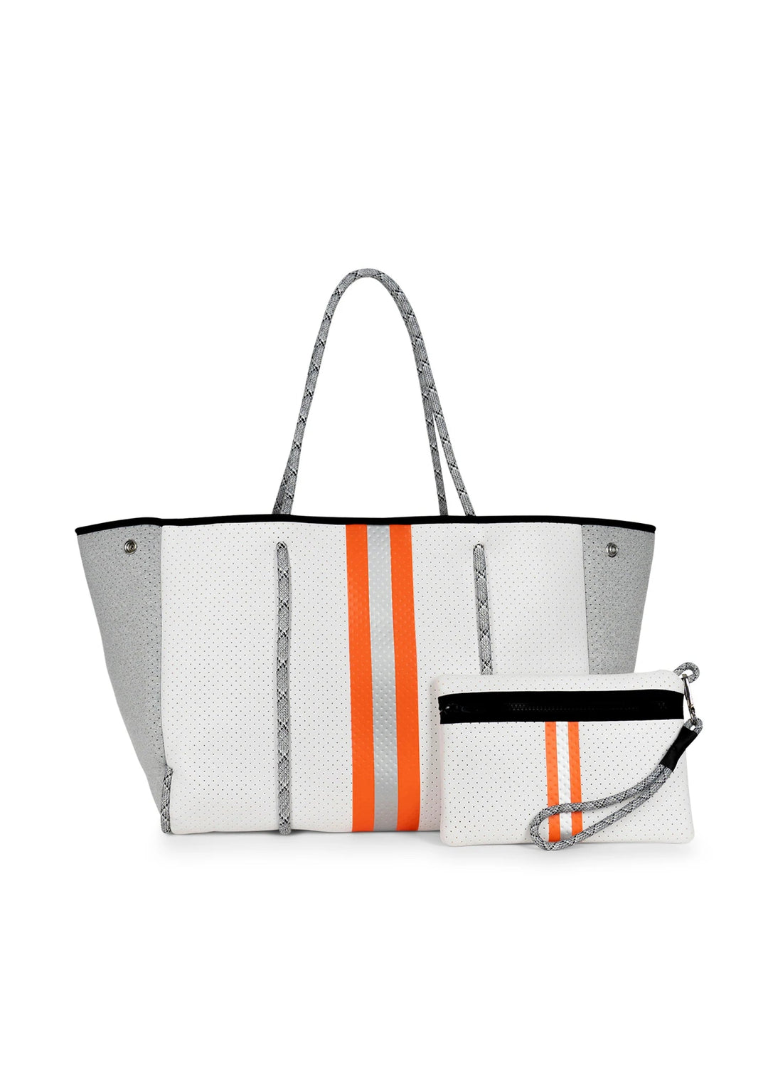 Haute Shore Pickleball Bag - Grey White Neoprene Quilted w/ Stripe Dill Lux