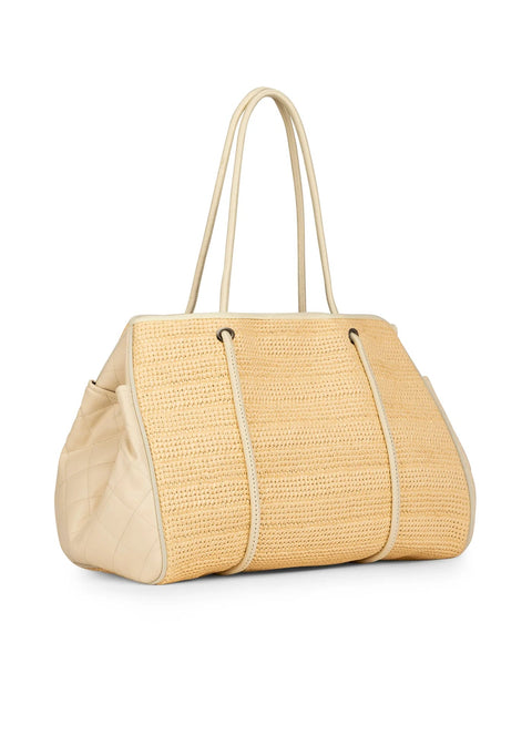 Haute Shore-Greyson Drift | Raffia & Nylon Mix Media Tote-Pink Dot Styles