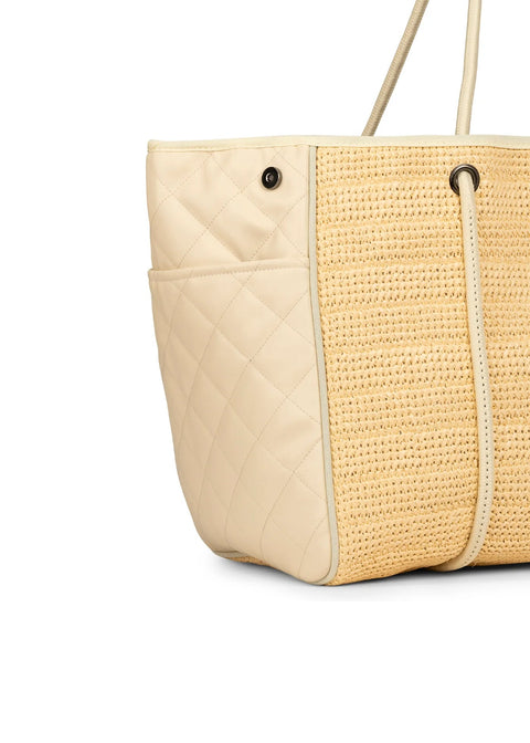 Haute Shore-Greyson Drift | Raffia & Nylon Mix Media Tote-Pink Dot Styles