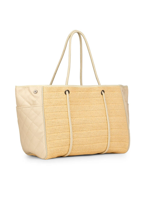 Haute Shore-Greyson Drift | Raffia & Nylon Mix Media Tote-Pink Dot Styles