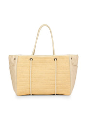 Haute Shore-Greyson Drift | Raffia & Nylon Mix Media Tote-Pink Dot Styles