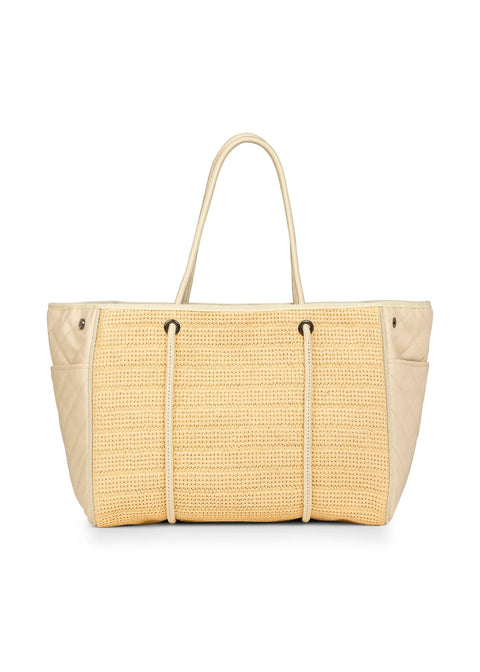Haute Shore-Greyson Drift | Raffia & Nylon Mix Media Tote-Pink Dot Styles