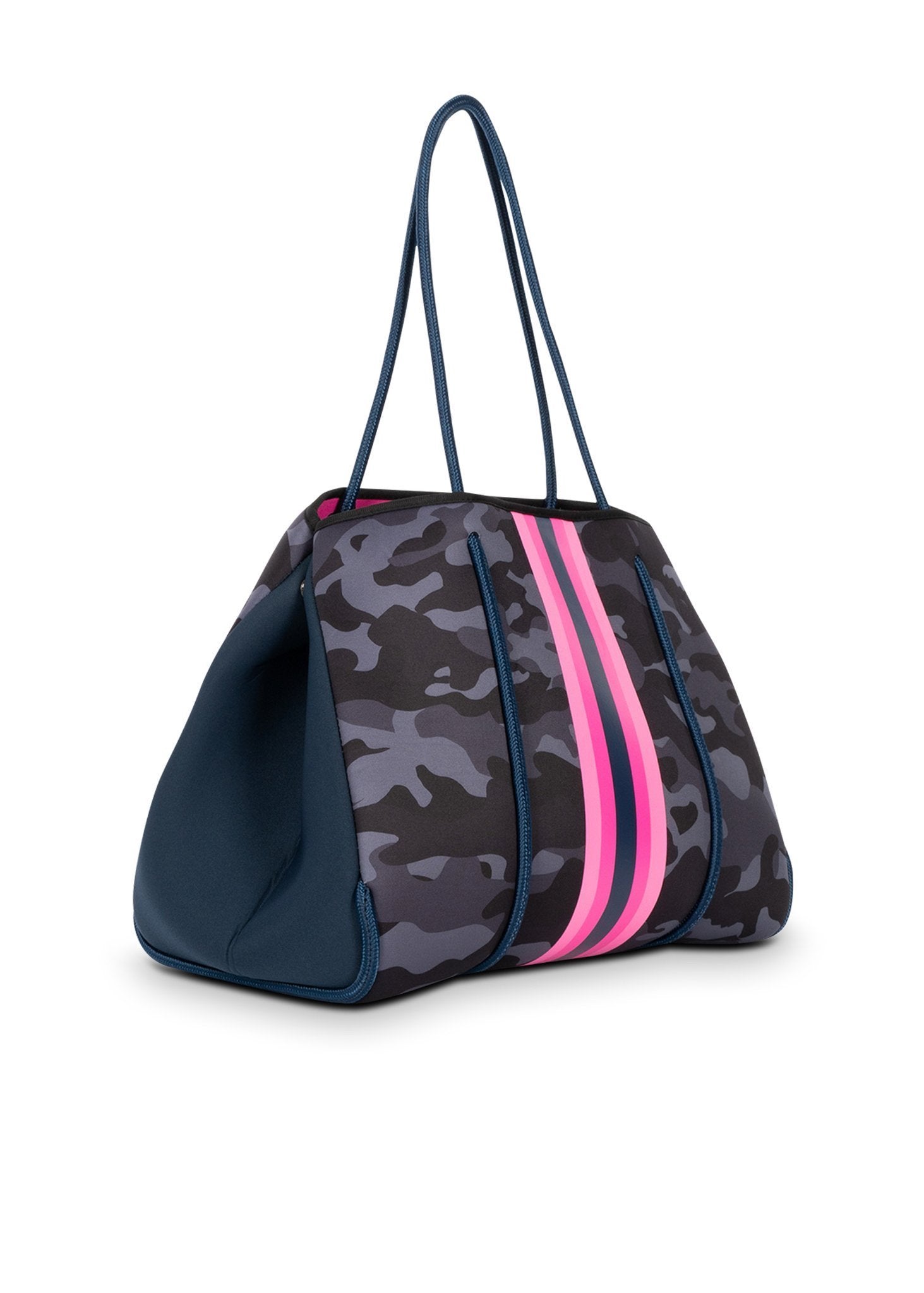 Haute Shore | Navy Camo Neoprene Tote w/Hot Pink Stripe - Greyson Epic