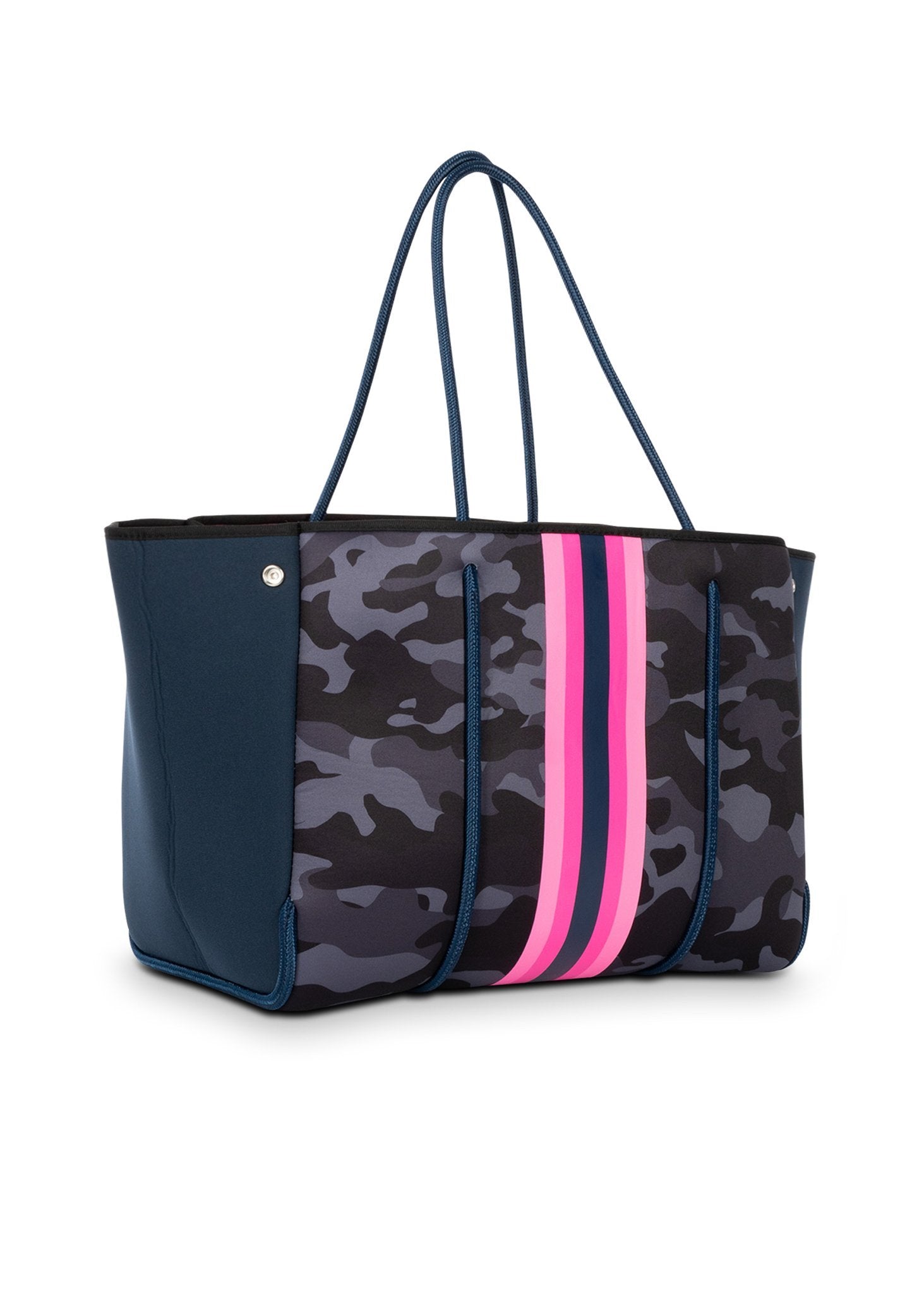 Haute Shore | Navy Camo Neoprene Tote w/Hot Pink Stripe - Greyson Epic