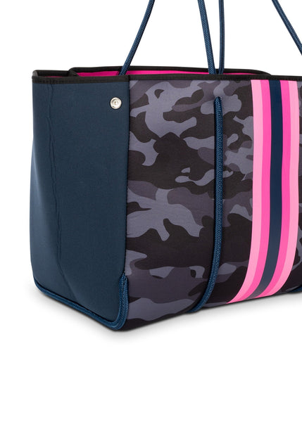 Neoprene Tote Large Blue Camo With Hot Pink Racer Stripe -  UK