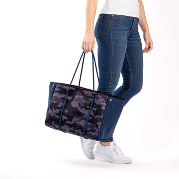 Neoprene Tote, Navy Camo