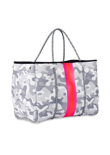 Haute Shore | Billie Wow - Orange Neoprene Tennis Bag w/ Pink Stripe