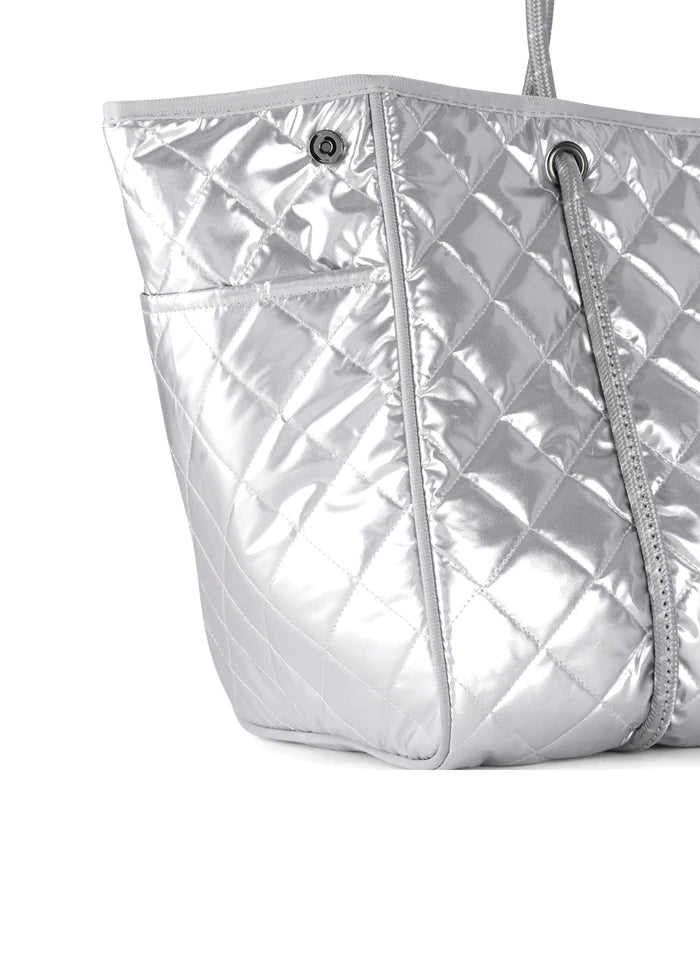 Haute Shore Silver Puffer Everyday Tote, Gym, Beach Bag - Greyson