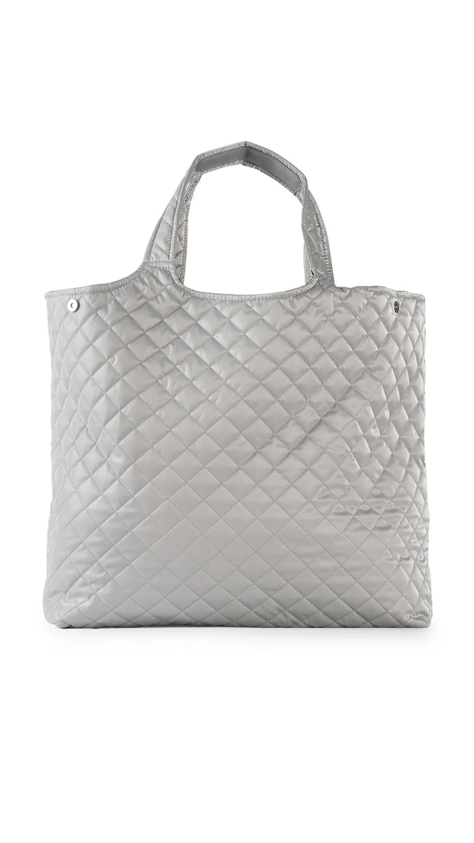 Haute Shore Large Silver Quilted Puffer Beach, Pool or Everyday Tote ...