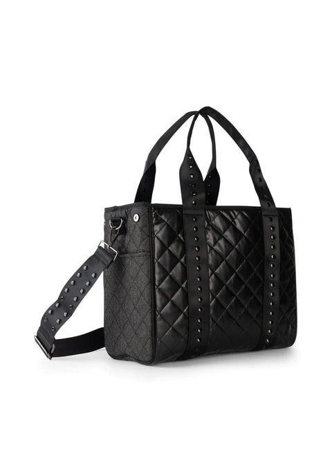 Jaime Edge | Quilted Vegan Leather Structured Tote-Accessories > Handbags > Totes-Pink Dot Styles