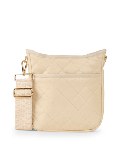 Haute Shore-Jeri Vanilla | Medium Quilted Vegan Leather Crossbody-Pink Dot Styles