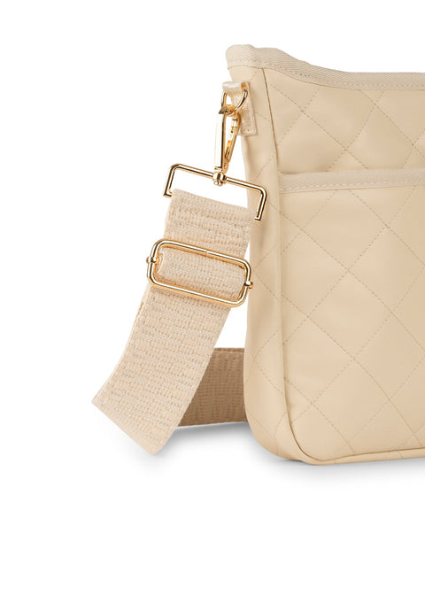 Haute Shore-Jeri Vanilla | Medium Quilted Vegan Leather Crossbody-Pink Dot Styles