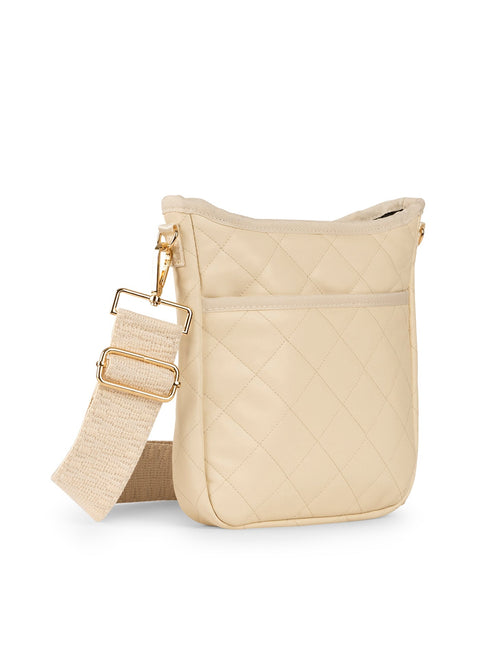 Haute Shore-Jeri Vanilla | Medium Quilted Vegan Leather Crossbody-Pink Dot Styles