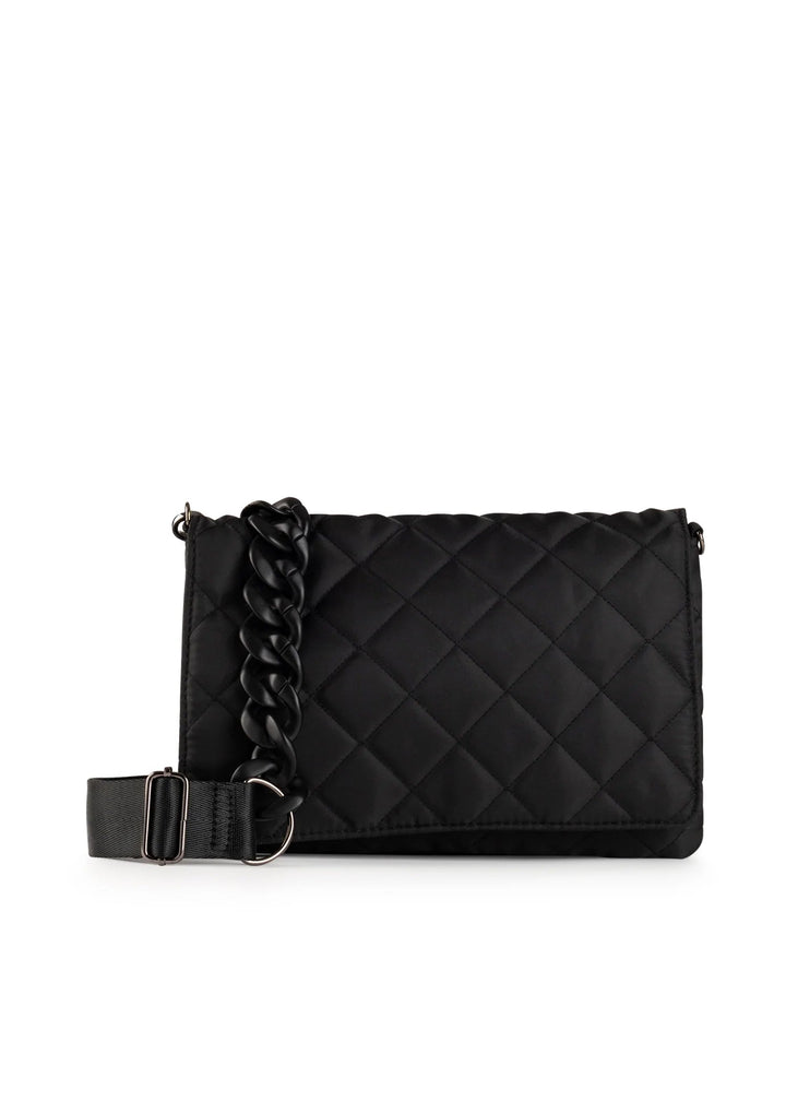 Haute Shore-Lexi Carbon | Nylon Quilted Flap Crossbody / Convertible Clutch-Pink Dot Styles