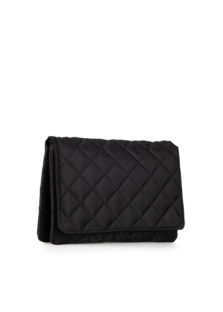 Haute Shore-Lexi Carbon | Nylon Quilted Flap Crossbody / Convertible Clutch-Pink Dot Styles
